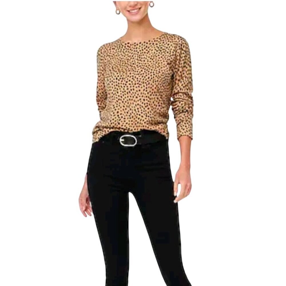 J.Crew Cheetah Teddie Crewneck Sweater Sustainable Cotton 2022 Size S